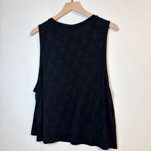 Black Sleeveless Tank Top with Subtle Pattern